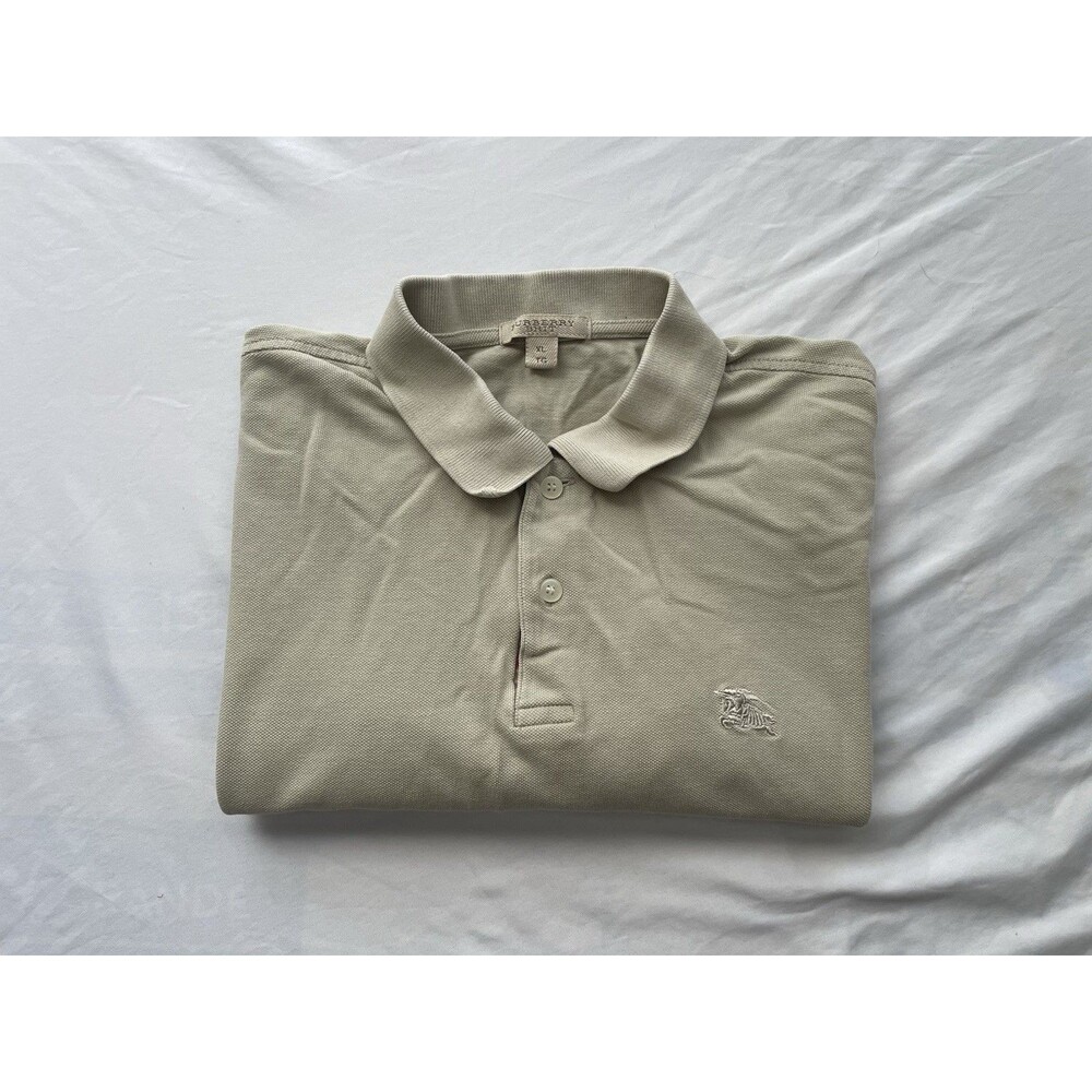 Burberry Brit Polo Womens XL Biege Designer Short Sleeve Shirt